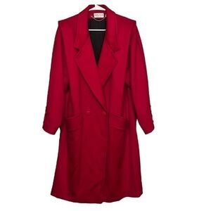 ASHLEY SCOTT long peacoat womens size XXL, color is red, 100% pure wool